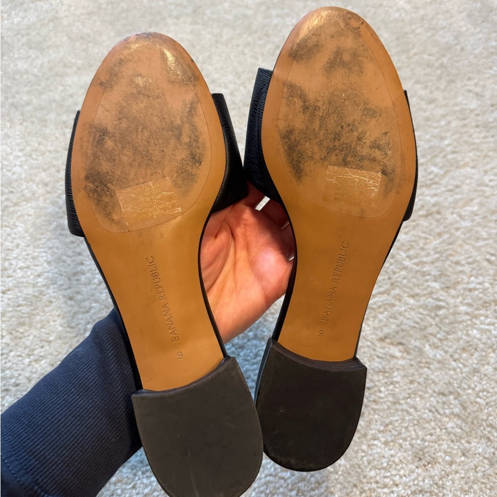 Banana Republic Black Leather Slide Sandals View 6